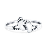 Feet Ring Oxidized Band Solid 925 Sterling Silver Thumb Ring (8mm)
