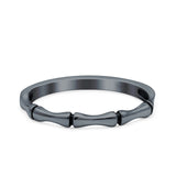 Bamboo Ring Oxidized Band Solid 925 Sterling Silver Thumb Ring (2.5mm)