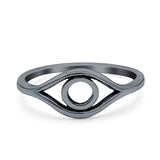 Eye Ring Oxidized Band Solid 925 Sterling Silver Thumb Ring (6mm)
