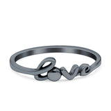 Love Ring Oxidized Band Solid 925 Sterling Silver Thumb Ring (5mm)