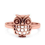 Owl Ring Oxidized Band Solid 925 Sterling Silver Thumb Ring (12mm)