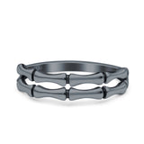 Bamboo Ring Oxidized Band Solid 925 Sterling Silver Thumb Ring (5mm)