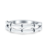 Bamboo Ring Oxidized Band Solid 925 Sterling Silver Thumb Ring (5mm)