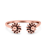 Flowers Ring Oxidized Band Solid 925 Sterling Silver Thumb Ring (6mm)
