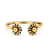 Flowers Ring Oxidized Band Solid 925 Sterling Silver Thumb Ring (6mm)