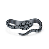 Serpent Snake Ring Oxidized Band Solid 925 Sterling Silver Thumb Ring (7mm)