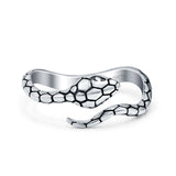 Serpent Snake Ring Oxidized Band Solid 925 Sterling Silver Thumb Ring (7mm)