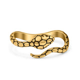 Serpent Snake Ring Oxidized Band Solid 925 Sterling Silver Thumb Ring (7mm)
