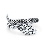 Snake Ring Oxidized Band Solid 925 Sterling Silver Thumb Ring (12mm)