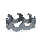 Wave Ring Oxidized Band Solid 925 Sterling Silver Thumb Ring (7mm)