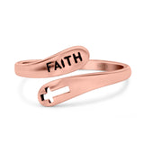 Faith & Cross Band Oxidized Ring Solid 925 Sterling Silver (11mm)