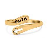 Faith & Cross Band Oxidized Ring Solid 925 Sterling Silver (11mm)