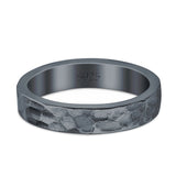 Hammered Ring Rhodium Plated Band Solid 925 Sterling Silver Thumb Ring (4mm)