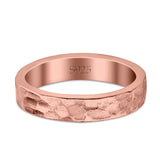 Hammered Ring Rhodium Plated Band Solid 925 Sterling Silver Thumb Ring (4mm)