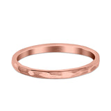 Hammered Ring Rhodium Plated Band Solid 925 Sterling Silver Thumb Ring (2mm)