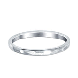Hammered Ring Rhodium Plated Band Solid 925 Sterling Silver Thumb Ring (2mm)
