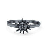 Sun Ring Oxidized Band Solid 925 Sterling Silver Thumb Ring (9mm)