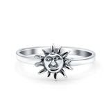 Sun Ring Oxidized Band Solid 925 Sterling Silver Thumb Ring (9mm)