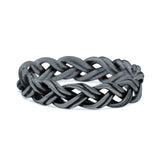 Attractive Braided Hand-Woven Celtic Knot Twisted Stylish Oxidized Band Solid 925 Sterling Silver Thumb Ring (4.5mm)