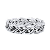 Attractive Braided Hand-Woven Celtic Knot Twisted Stylish Oxidized Band Solid 925 Sterling Silver Thumb Ring (4.5mm)