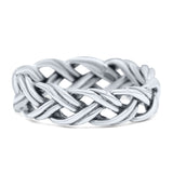 Dainty Celtic Woven Braided Twisted Double Band Men Women Unisex 925 Sterling SilverThumb Ring (5.4mm)