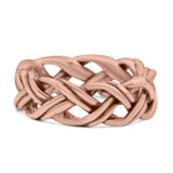 Eternity Double Braided Celtic Knot Criss Cross Oxidized Rounded Trendy Band Solid 925 Sterling Silver Thumb Ring (6.5mm)