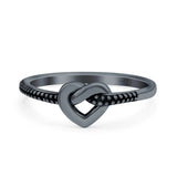 Heart Knot Ring Oxidized Band Solid 925 Sterling Silver Thumb Ring (6.4mm)