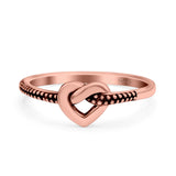 Heart Knot Ring Oxidized Band Solid 925 Sterling Silver Thumb Ring (6.4mm)