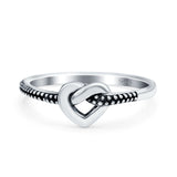 Heart Knot Ring Oxidized Band Solid 925 Sterling Silver Thumb Ring (6.4mm)