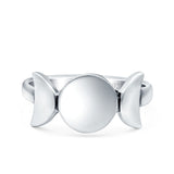 Moon Phases Style Oxidized Band Solid 925 Sterling Silver Thumb Ring (9mm)