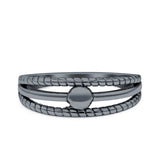 Round Bali Split Shank Oxidized Ring Band Solid 925 Sterling Silver Thumb Ring (6.6mm)