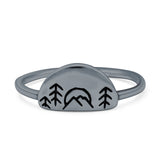 Nature Ring Oxidized Band Solid 925 Sterling Silver Thumb Ring (7mm)