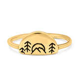 Nature Ring Oxidized Band Solid 925 Sterling Silver Thumb Ring (7mm)
