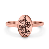 Flowers Ring Oxidized Band Solid 925 Sterling Silver Thumb Ring (11mm)