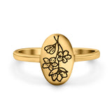 Flowers Ring Oxidized Band Solid 925 Sterling Silver Thumb Ring (11mm)