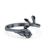 Bird & Branch Oxidized Band Solid 925 Sterling Silver Thumb Ring (20mm)