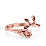 Bird & Branch Oxidized Band Solid 925 Sterling Silver Thumb Ring (20mm)