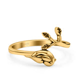 Bird & Branch Oxidized Band Solid 925 Sterling Silver Thumb Ring (20mm)