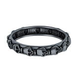 Skull Ring Oxidized Band Solid 925 Sterling Silver Thumb Ring (4mm)