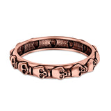 Skull Ring Oxidized Band Solid 925 Sterling Silver Thumb Ring (4mm)