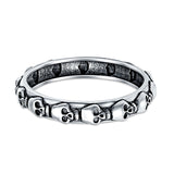 Skull Ring Oxidized Band Solid 925 Sterling Silver Thumb Ring (4mm)