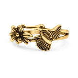 Hummingbird Ring Oxidized Band Solid 925 Sterling Silver Thumb Ring (9mm)