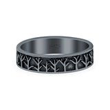 Tree Ring Oxidized Band Solid 925 Sterling Silver Thumb Ring (5mm)
