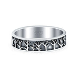 Tree Ring Oxidized Band Solid 925 Sterling Silver Thumb Ring (5mm)