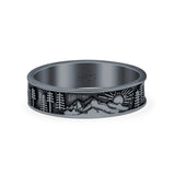 Nature Ring Oxidized Band Solid 925 Sterling Silver Thumb Ring (5mm)