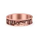 Nature Ring Oxidized Band Solid 925 Sterling Silver Thumb Ring (5mm)