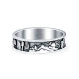 Nature Ring Oxidized Band Solid 925 Sterling Silver Thumb Ring (5mm)