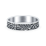 Tree Branches Ring Oxidized Band Solid 925 Sterling Silver Thumb Ring (4.5mm)