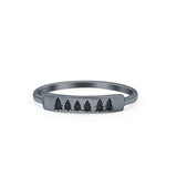 Christmas Trees Ring Oxidized Band Solid 925 Sterling Silver Thumb Ring (3mm)