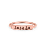 Christmas Trees Ring Oxidized Band Solid 925 Sterling Silver Thumb Ring (3mm)